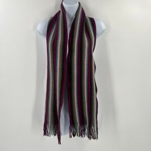 Rowland's Scotland Wool Scarf Multi Stripe Boho Gorpcore Winter Colorful Fringe